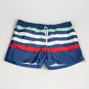 Mens XL Chubbies 5" blue striped mesh lined swim trunks shorts